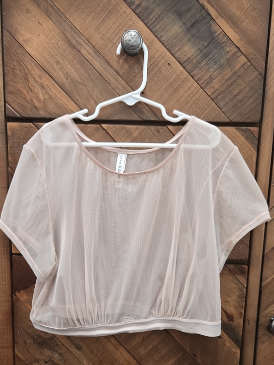 Torrid Curve Tops - Torrid Curve- Sheer Blush Mesh Crop Top -